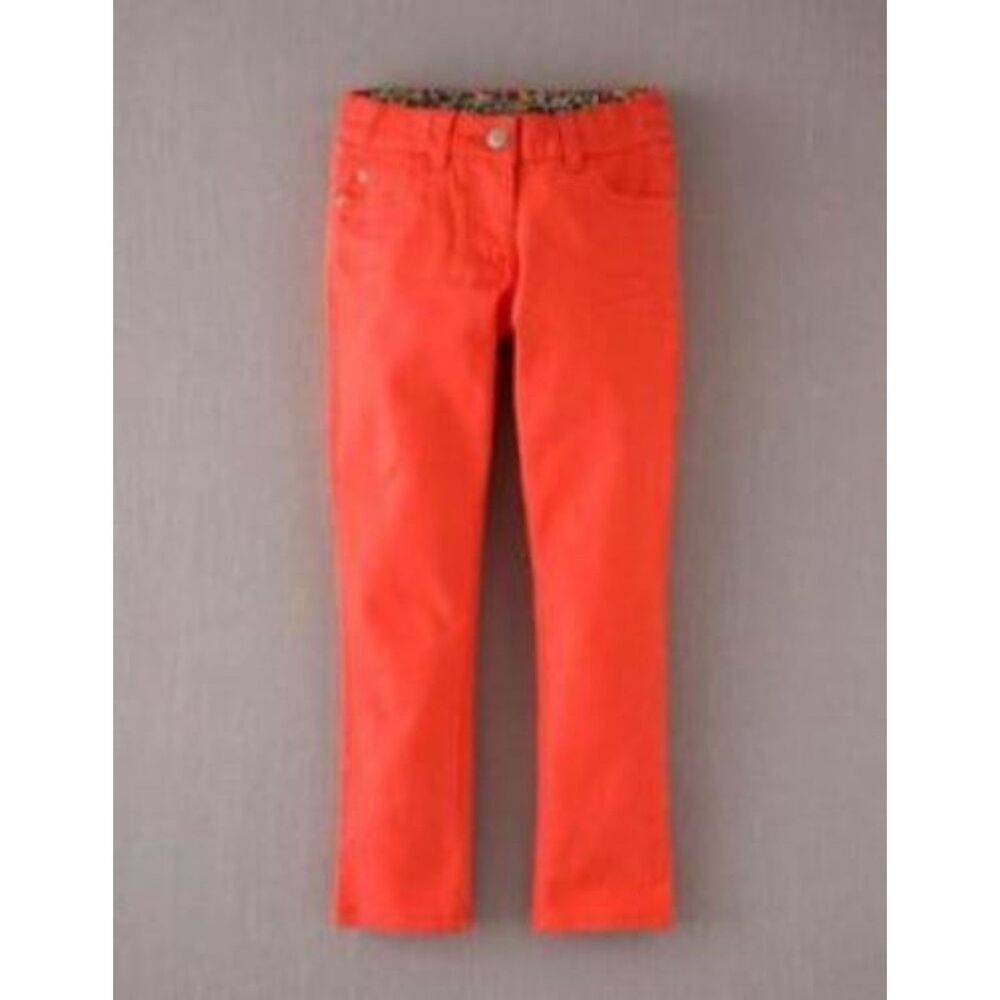 Mini Boden girls stretch twill slim jeans colored denim pants coral orange 10 12